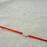 PULSERAS MANO PLATA ROJA