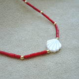 COLLAR NACAR CORAL ROJO CONCHITA
