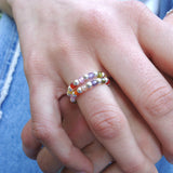 ANILLO PILAR MULTICOLOR PLATA