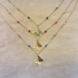 COLLAR ITALIANO ORO MARIPOSAS COLORES